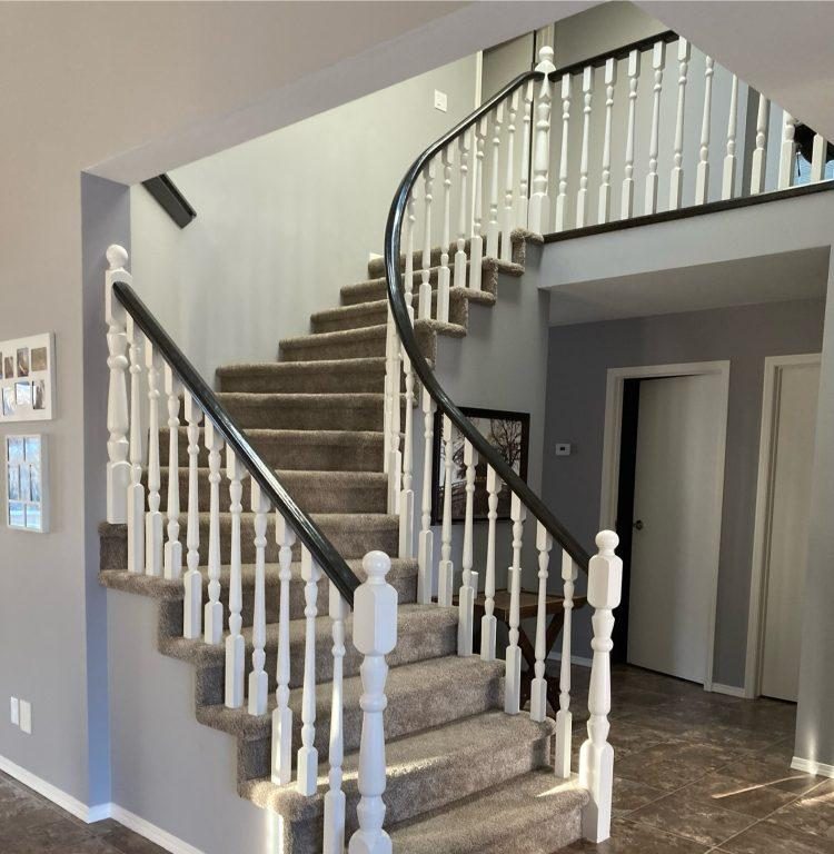 Two tone refinished painted railing